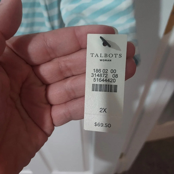 NWT Talbots Woman Blue and White Striped Long Bell Sleeves in Size 2X - Picture 4 of 11